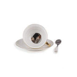 SELETTI Guiltless porcelain tea cup with plate and teaspoon - Giunone
