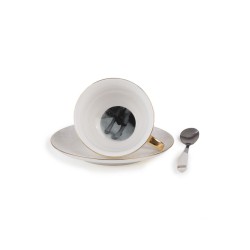 SELETTI Guiltless porcelain tea cup with plate and teaspoon - Prosperina