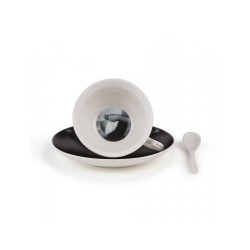 SELETTI Guiltless porcelain tea cup with plate and teaspoon - Cerere