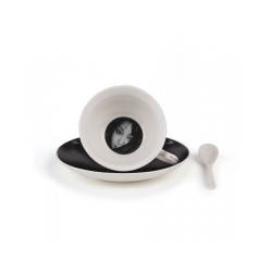 SELETTI Guiltless porcelain tea cup with plate and teaspoon - Bellona