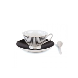SELETTI Guiltless porcelain tea cup with plate and teaspoon - Bellona