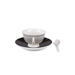 SELETTI Guiltless porcelain tea cup with plate and teaspoon - Bellona
