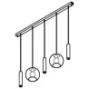 PSM Lighting Moby 5158.2C.3M Suspension Lamp