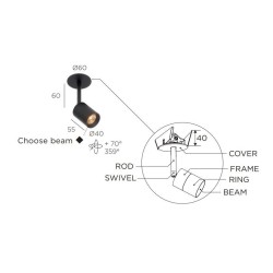 Trizo21 Audette R6C with honeycomb ceiling lamp