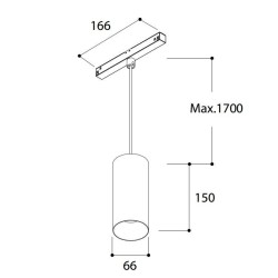 TAL FUNNEL SUSPENSION 150 TRACK 48V track lighting