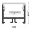 Integratech Profiel SL Flat 15x12 3m diff. zwart incl. acc.