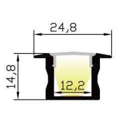 Integratech Profiel RSL15 2m klare plexi incl. toebehoren