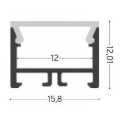 Integratech Profiel SL Flat 15x12 2m diff. opaal incl. acc.