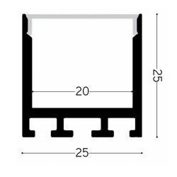 Integratech Profiel SL Flat 25x25 3m diff. opaal incl. acc.