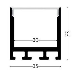 Integratech Profiel SL Flat 35x35 3m diff. opaal incl. acc.