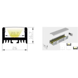 Integratech LED profiel Baseline 26x17 2m