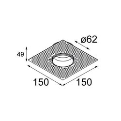 Modular Gypkit trimless 150x150 - Ø62
