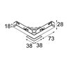 Modular Pista track 48V electrical/mechanical (recessed flange) connection 90° inside 