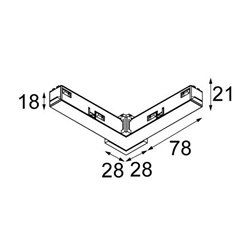 Modular Pista track 48V electrical/mechanical (surface) connection 90° inside