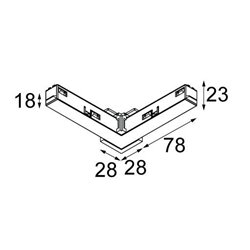 Modular Pista track 48V electrical/mechanical (suspension) connection 90° outside