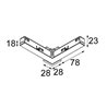 Modular Pista track 48V electrical/mechanical (suspension) connection 90° outside 