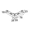 Modular Pista track 48V electrical/mechanical (suspension) connection 90° outside 