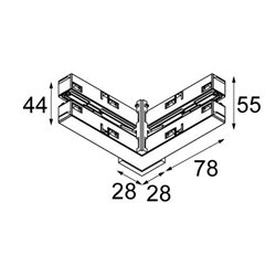 Modular Pista track 48V electrical/mechanical (up/down) connection 90°