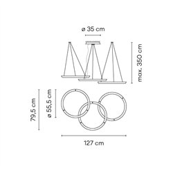 Vibia Halo circular 3x Ø 55,5 cm - 2332 lámpara de suspensión