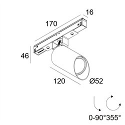 Delta Light M20/M26H - SPY 52 WALLWASH DIM5 iluminación de la pista