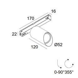 Delta Light M26L - SPY 52 WALLWASH SOFT DIM5 iluminación de la pista