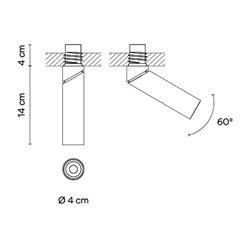Vibia Bind solo Spotlight Ø 4 cm x 14 cm Narrow - 6690 lugar empotrado