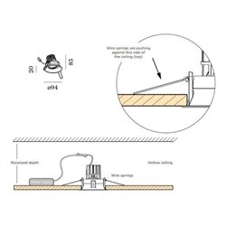 Wever & Ducré Deep Adjust 1.0 PAR16 resortes de alambre Foco empotrado