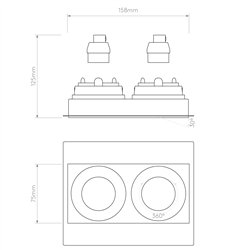 Astro Trimless Square Twin Adjustable | Foco empotrado