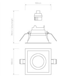 Astro Minima Slimline Square Fixed Fire-Rated IP65 | Foco empotrado