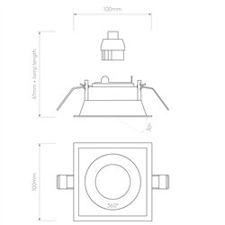 Astro Minima Slimline Square Adjustable Fire-Rated | Foco empotrado