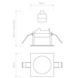 Astro Pinhole Slimline Square Fixed Fire-Rated IP65 | Foco empotrado