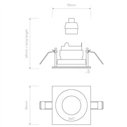 Astro Pinhole Slimline Square Adjustable Fire-Rated | Foco empotrado