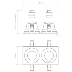 Astro Pinhole Square Twin Adjustable | Foco empotrado