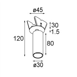Modular Nyto Semi-Recessed Adjustable 30 1x LED DE | Foco empotrado
