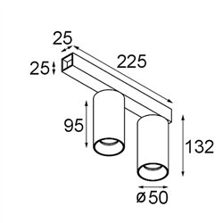 Modular Nyto Surface Adjustable 50 Square 2x LED DE | Lámpara de techo / Lámpara de pared