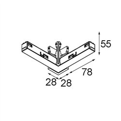 Modular Track 48V High Connection 90° Electrical/Mechanical Inside