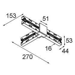 Modular Track 48V High Connection T Up/Down Electrical/Mechanical Right