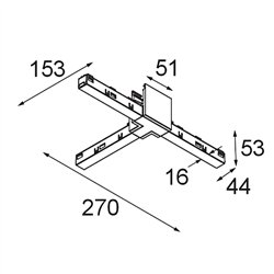 Modular Track 48V High Connection T Electrical/Mechanical Right