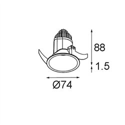 Modular Modest Recessed 74 (Leaf Springs) 1x IP55 LED DE | Foco empotrado