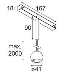 Modular Marbulito Track 48V Suspended 41 1x LED | iluminación de la pista
