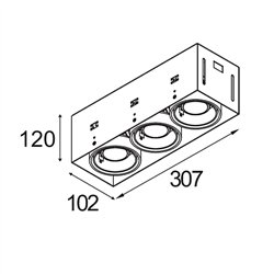 Modular Mini-Multiple Recessed Trimless Adjustable GU10 3x DE | Foco empotrado