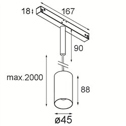 Modular Minude Track 48V Suspended 45 1x LED | iluminación de la pista