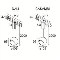 Modular Marbul Track 230V Suspended Adjustable 109 1x LED DI | iluminación de la pista