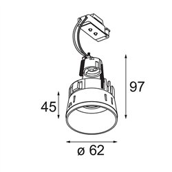 Modular Tetrix Straight Recessed 62 1x LED GU10 | Foco empotrado