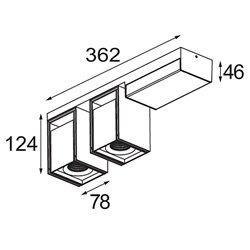 Modular Rektor Surface Adjustable 78x78 2x LED DI | Lámpara de techo / Lámpara de pared