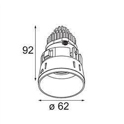 Modular Tetrix Straight Recessed 62 1x IP55 LED DE | Foco empotrado