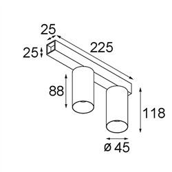 Modular Minude Surface Adjustable 45 Square 2x LED DE | Lámpara de techo / Lámpara de pared