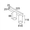 Modular Minude Surface Adjustable 45 Square 2x LED DE | Lámpara de techo / Lámpara de pared