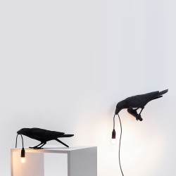SELETTI Bird Lamp  Left Outdoor Black