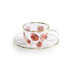 SELETTI Toiletpaper glass coffee set - roses